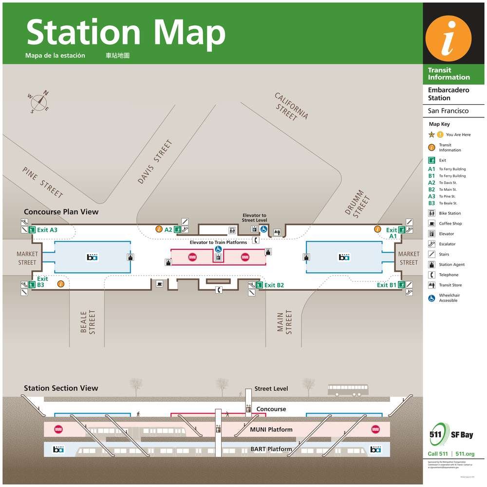 Embarcadero Station Station Layout Map