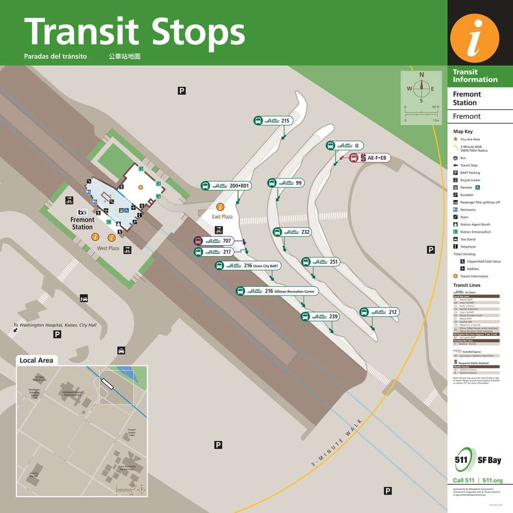 Transit Stops Around Fremont Station
