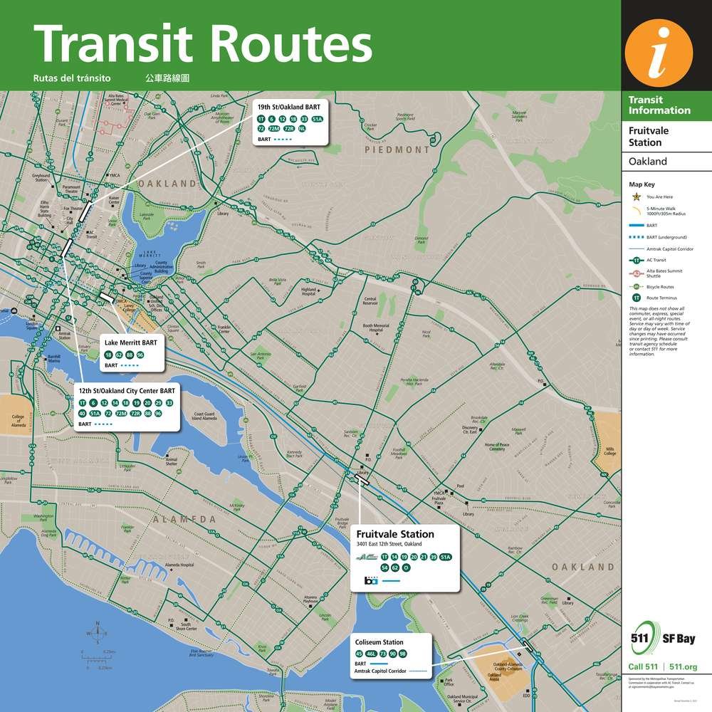 Transit Routes Map for Fruitvale Station Station