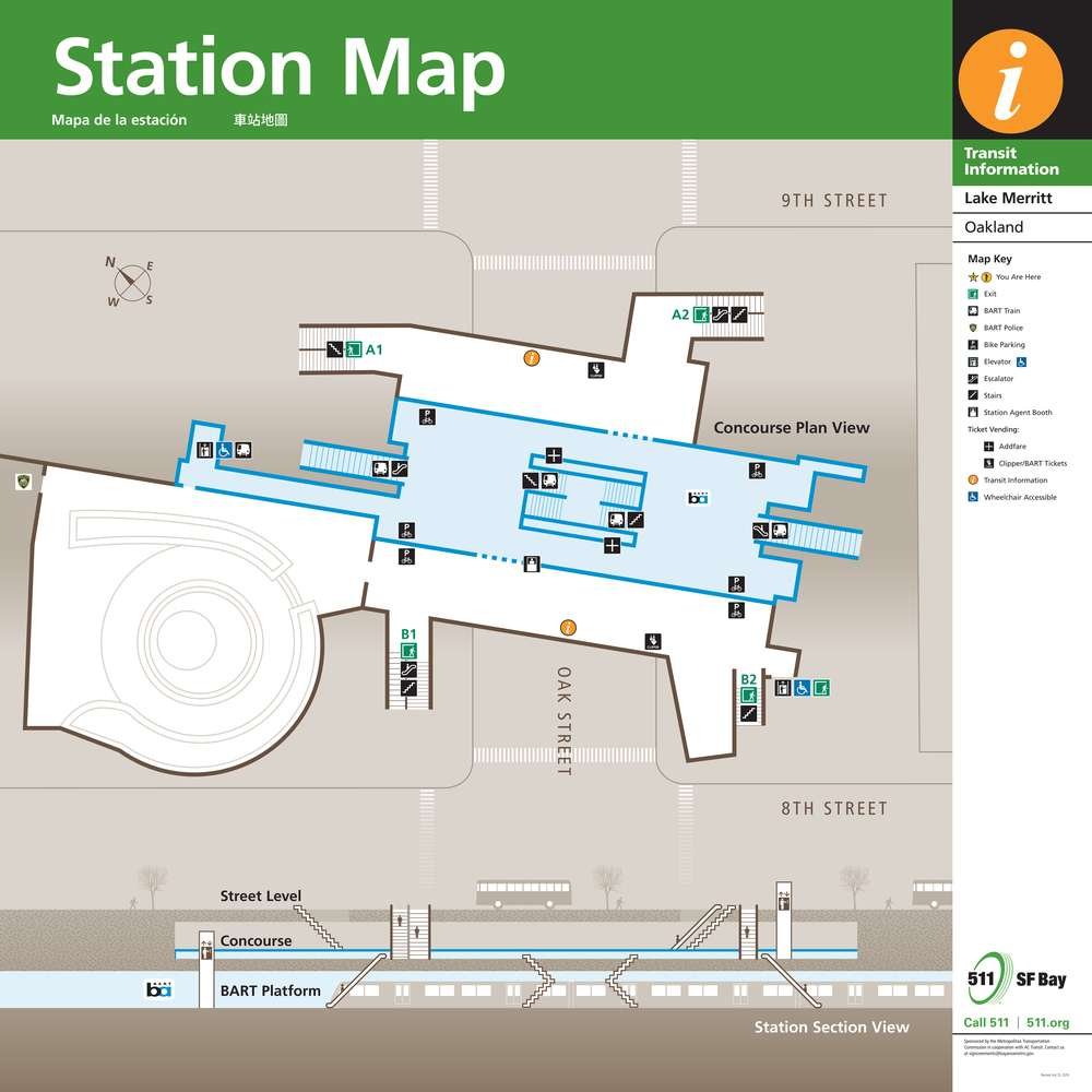 Lake Merritt Station Station Layout Map