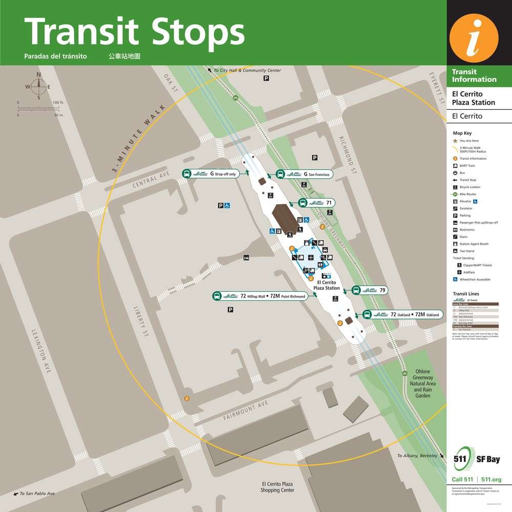 Transit Stops Around El Cerrito Plaza Station