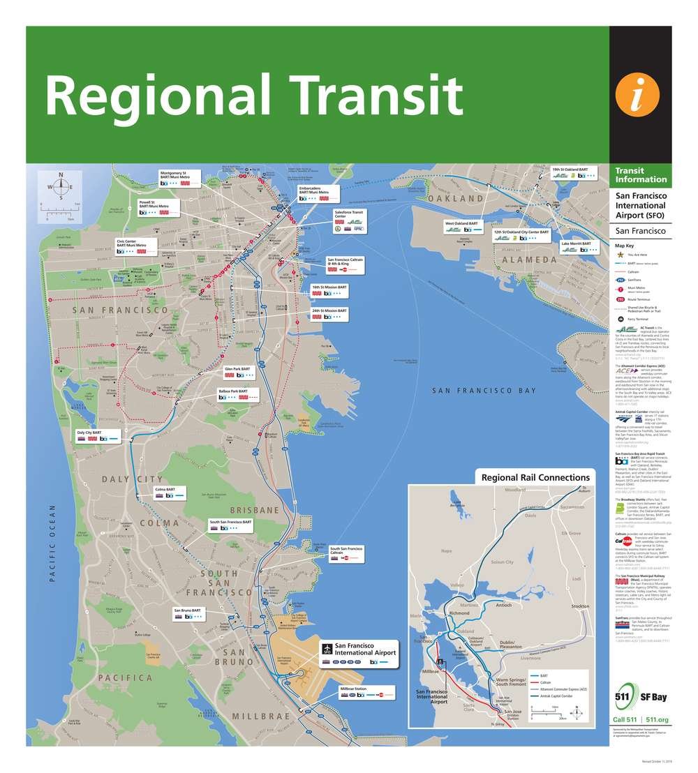 Transit Routes Map for San Francisco International Airport Station Station
